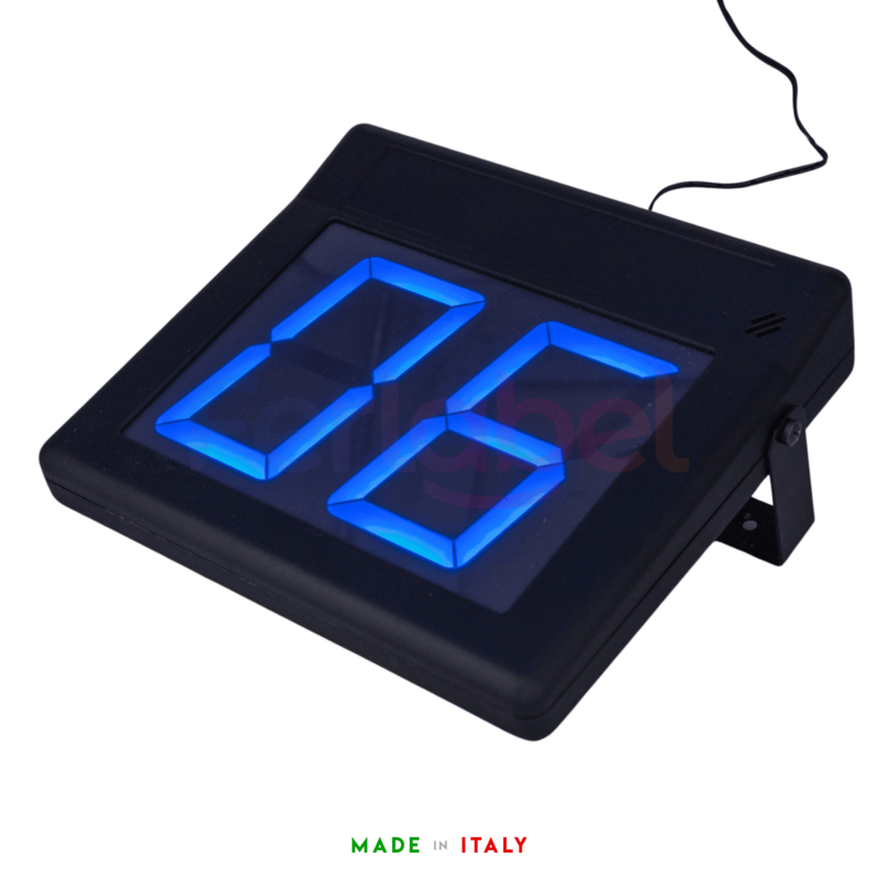 display eliminacode a due cifre a segmenti luminosi colore blu