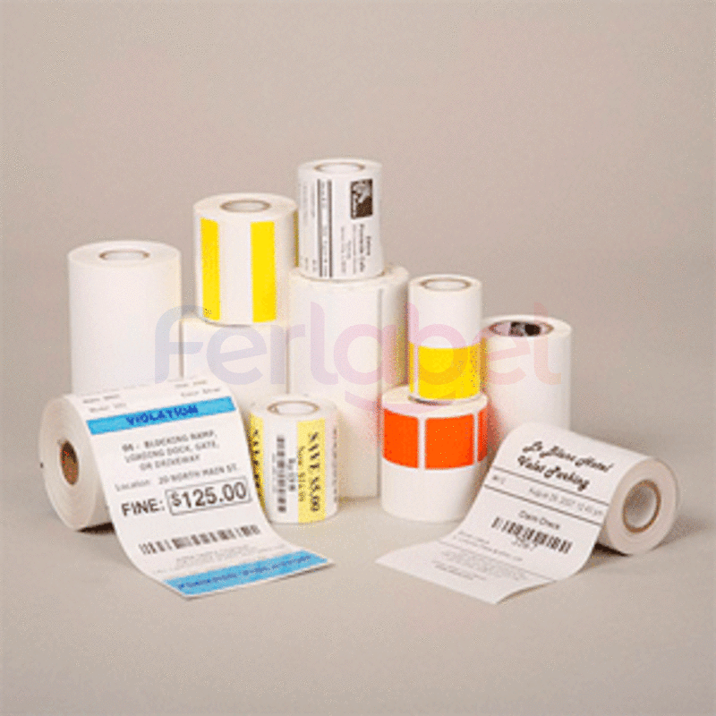 etichette in rotolo zebra 57x32 mm, carta bianca patinata z-select 2000t, 2100 etichette per rotolo, adesivo permanente, confezione da 12 rotoli - necessario ribbon cera-resina 