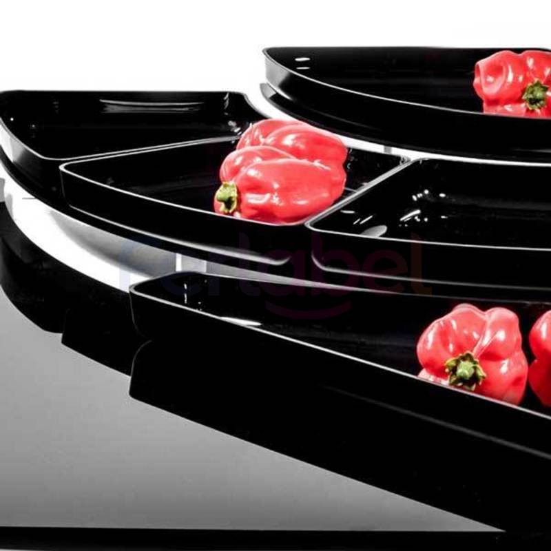 alzata da banco angolare 3 piani in finitura lucida