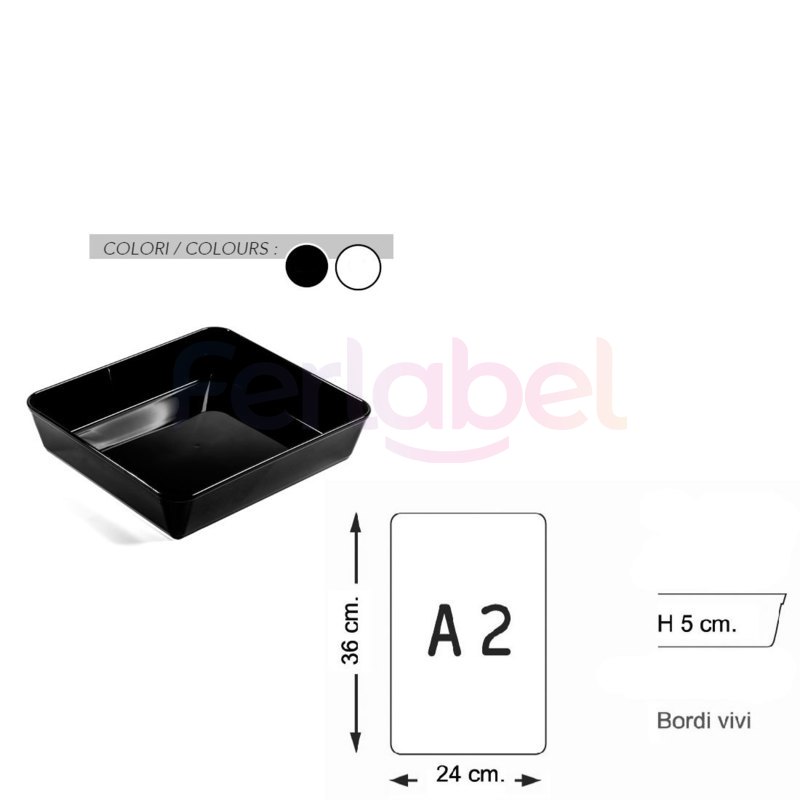 vassoio tray a2 bordo vivo 36x24x5 h (conf. 2 pezzi)