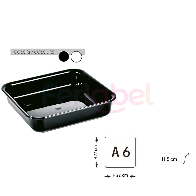 vassoio tray a6 bordo stondato 22x22x5 h (conf. 2 pezzi)