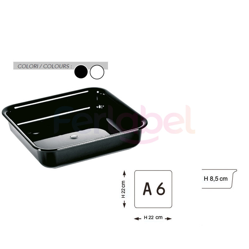 vassoio tray a6 bordo stondato 22x22x8,5 h (conf. 2 pezzi)