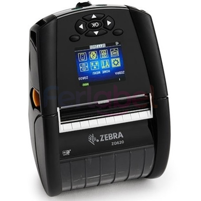 stampante portatile zebra zq620 termico diretto 203dpi, bluetooth, wi-fi, display, extended battery, epl, zpl, zplii, cpcl