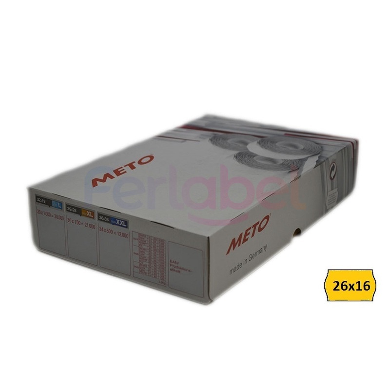 rotolo etichette meto 26x16 fluorescente arancio adesivo permanente (1200et/rt) conf 36