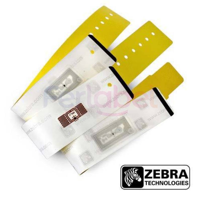 rotolo braccialetti zebra uhf polypro giallo 25 x 254 mm (125 braccialetti/rot.) conf. 4 pz chiusura adesiva