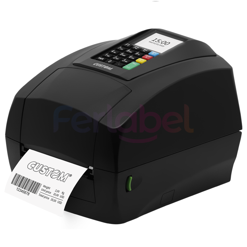 stampante custom d4 302-k trasferimento termico 203dpi usb, rs232, display a colori