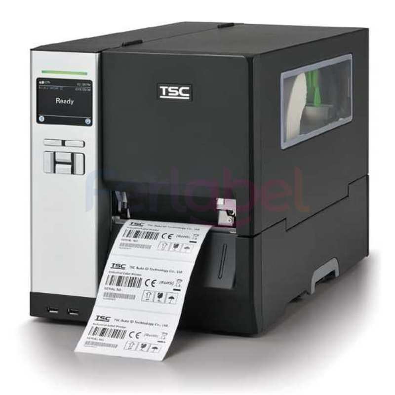 stampante tsc mh340p trasferimento termico 300 dpi, usb, rs232, lan, display, riavvolgitore