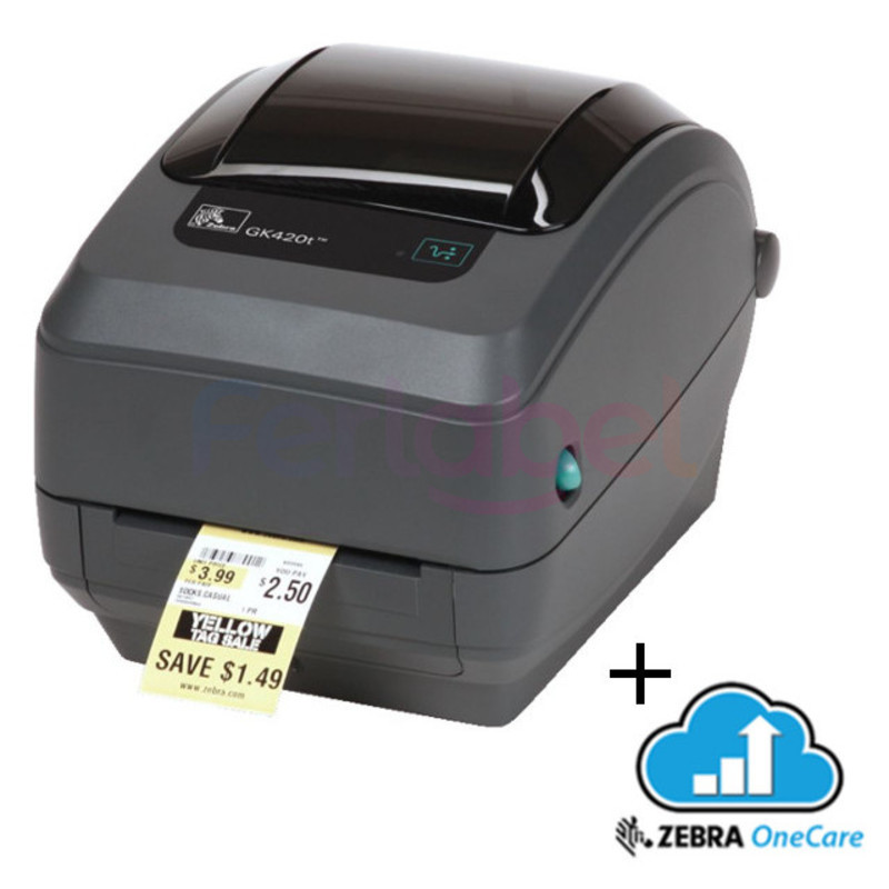 stampante zebra gk420t trasferimento termico 203dpi usb/rs232/lpt + servizio zebra onecare incluso
