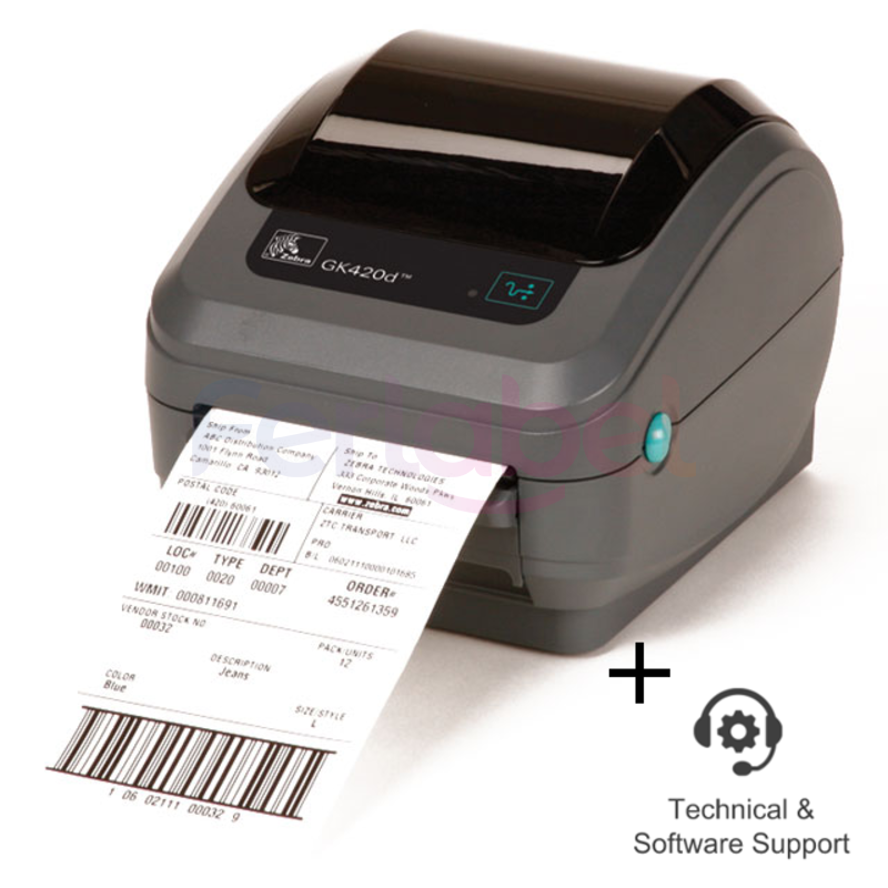 stampante zebra gk420d termico diretto 203dpi usb/rs232/lpt + incluso 1 anno supporto tecnico zebra tss