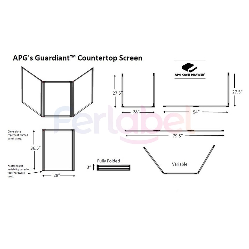 pannello protettivo plexiglass apg guardiant tri-panel countertop shield - 2010 x 1000 mm con finestra 