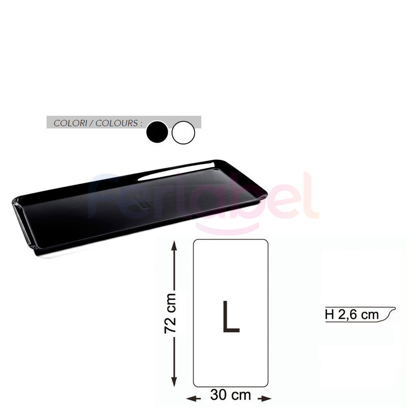 vassoio tray l bordo stondato 72x30x2,6 h (conf. 2 pezzi)