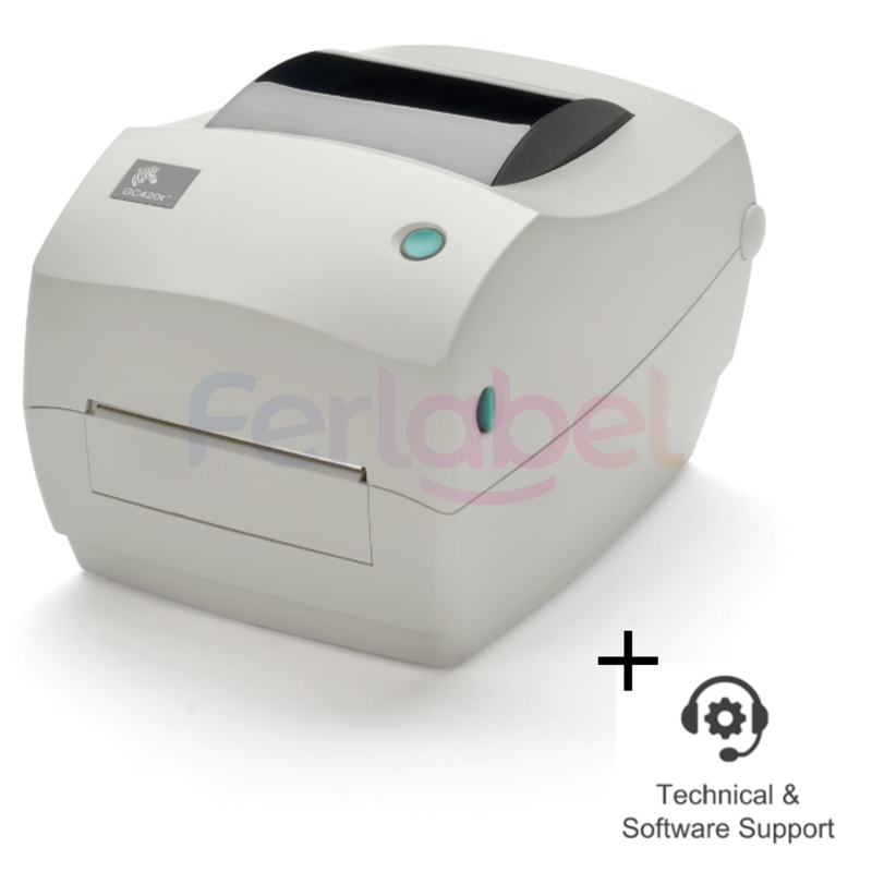 stampante zebra gc420t trasferimento termico 203dpi usb/rs232/lpt + incluso 1 anno supporto tecnico zebra tss