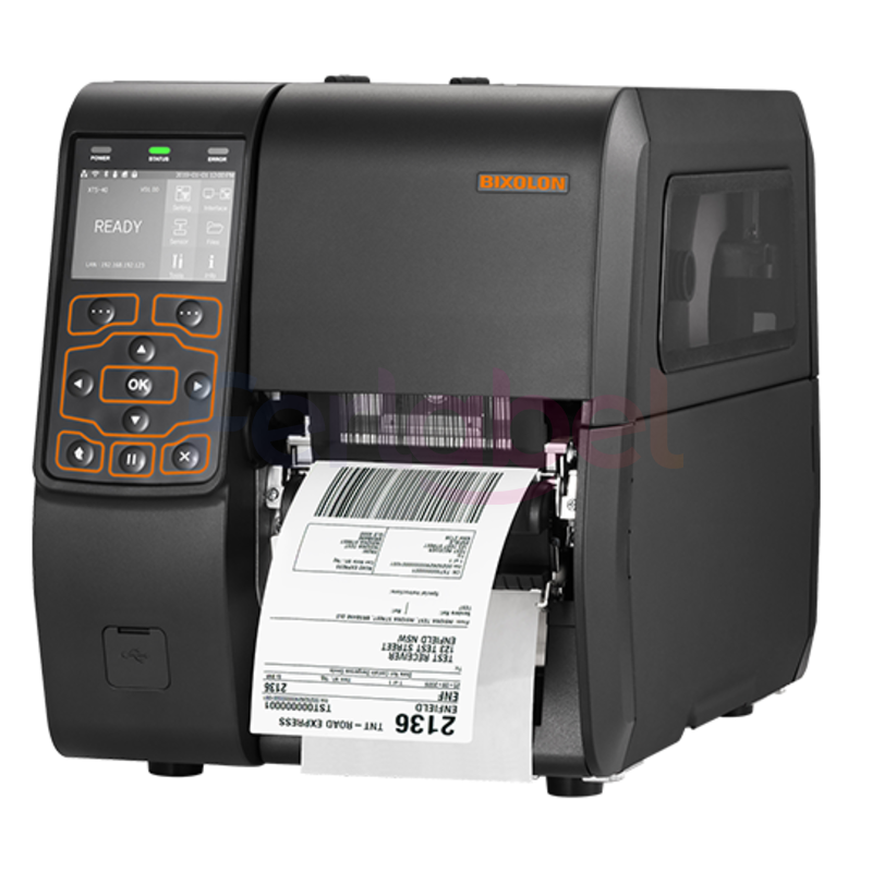stampante bixolon xt5-40, trasferimento termico, 203dpi, riavvolgitore, display, usb, rs232, lan