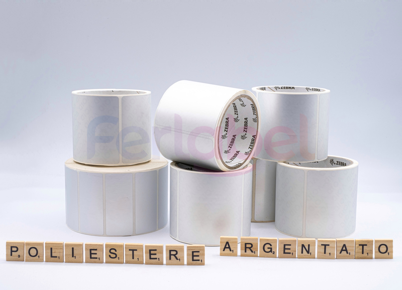 etichette in poliestere argentato per stampanti industriali
