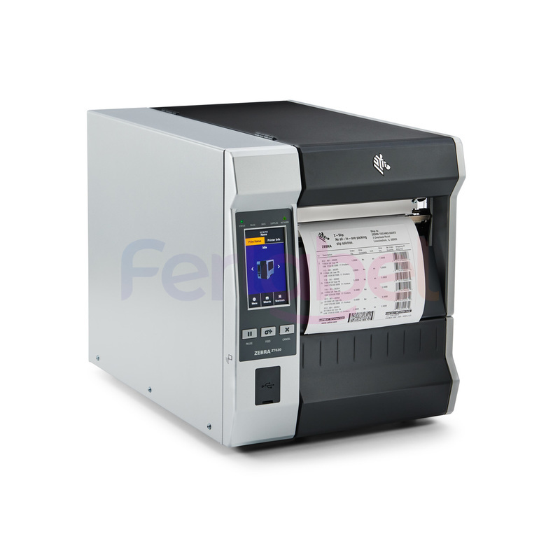 stampante zebra zt620 trasferimento termico, 203dpi, display, usb, rs232, bt, lan