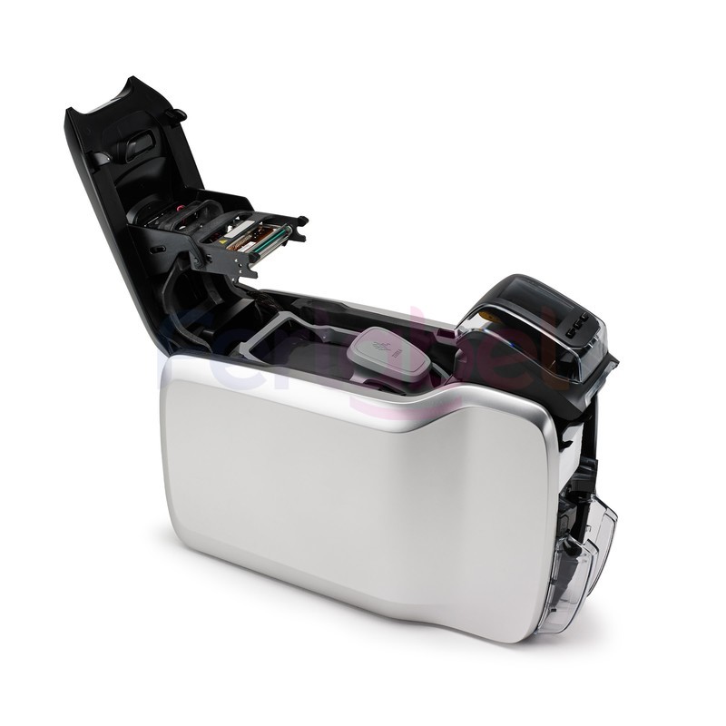 kit stampante card zebra zc300 single  side, trasferimento termico, 300dpi, usb, lan, bundle cardstudio, 200 card e ribbon