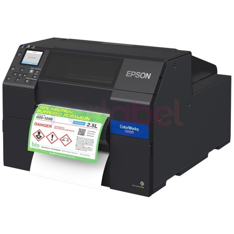 stampante per etichette a colori epson c6500d, dye ink, cutter, usb, lan, display