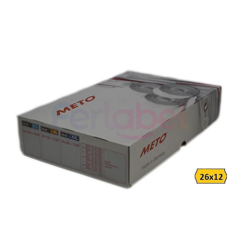 rotolo etichette meto 26x12 fluorescente arancio adesivo permanente (36x1500et)