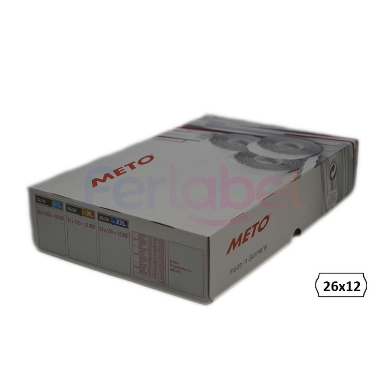 rotolo etichette meto 26x12 bianco adesivo permanente (1500et/rt) conf 36