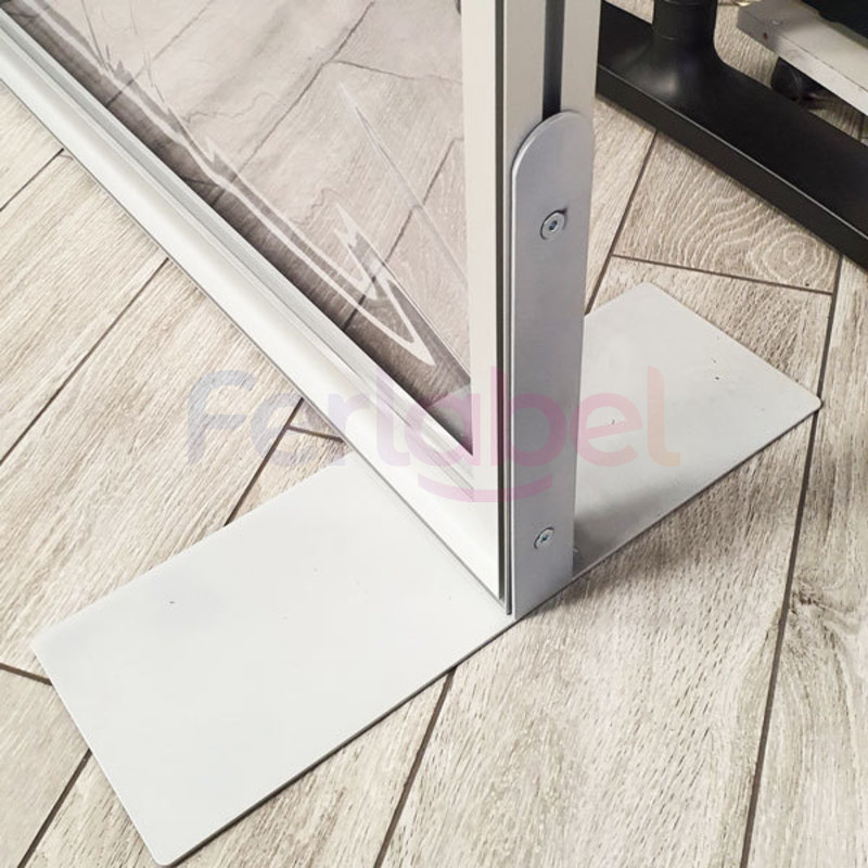 barriera parete protettiva parafiato cm 100 x 200 h in alluminio e pvc trasparente