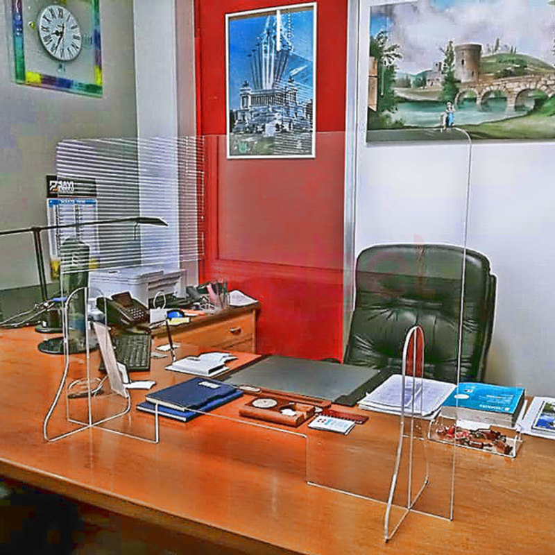 pannello protettivo cm 100x85 h in plexiglass con vano passa oggetti