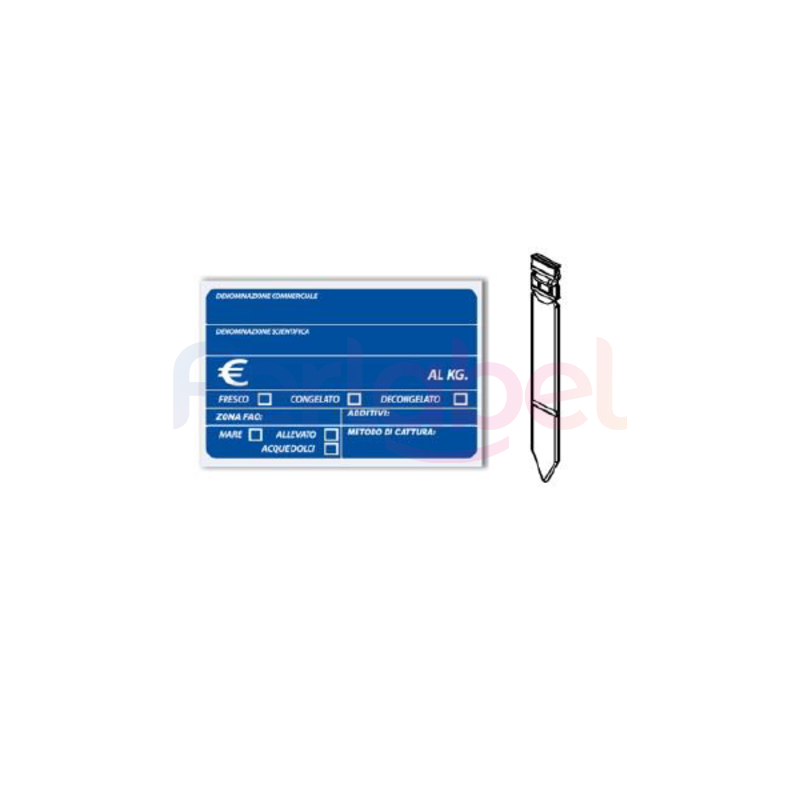 lavagna pescheria blu tracciabilita'+ asta ghiaccio con clip (conf 25 pz)