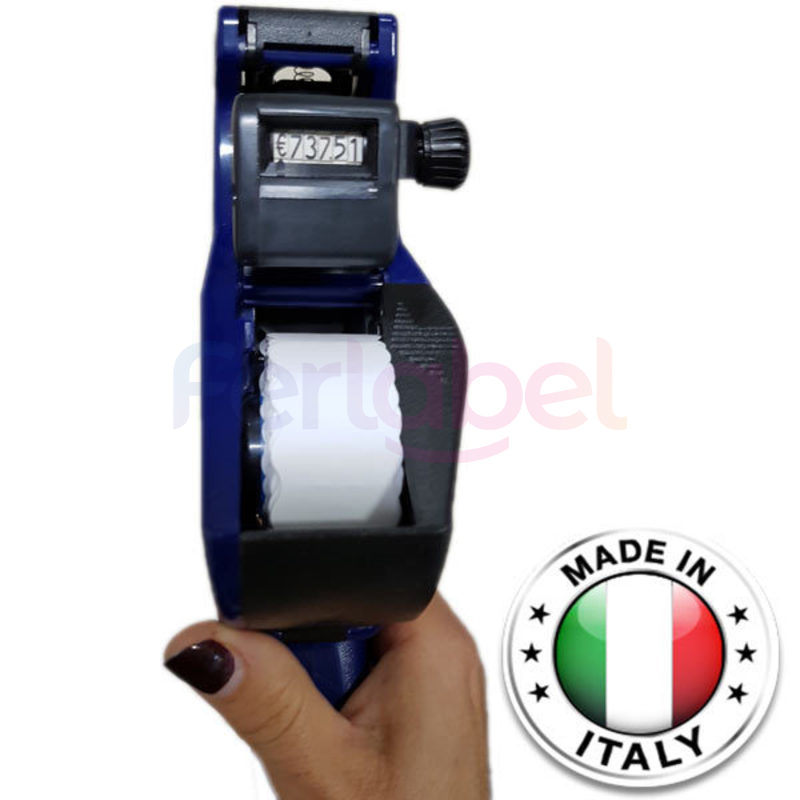 kit prezzatrice 6 caratteri +  10 rotoli etichette bianche