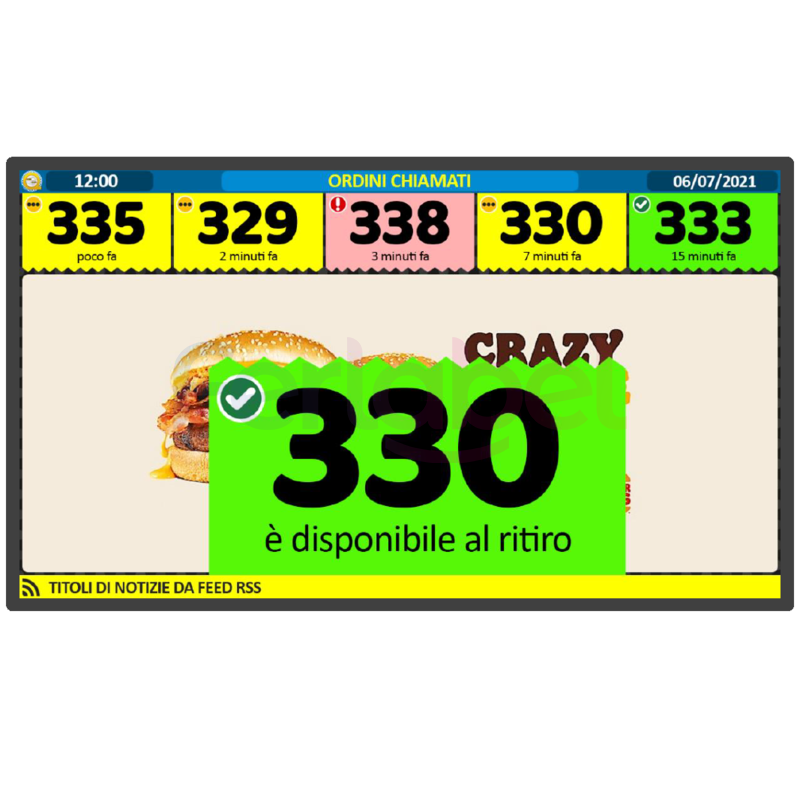 sistema eliminacode tv multimediale foodbox + software food da comanda