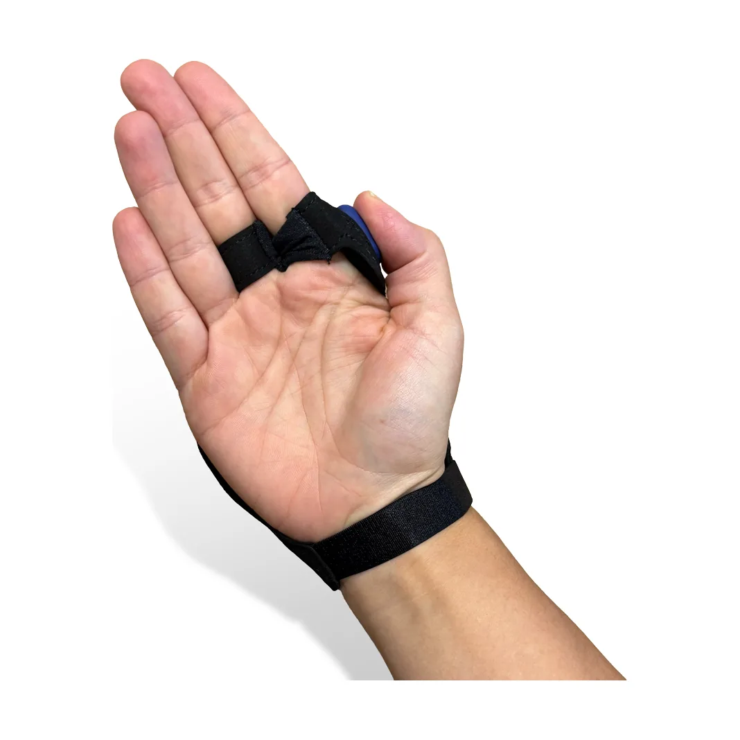 Cinghia da mano Newland con pulsante di scansione integrato per scanner WD2, mano destra, taglia L, confezione da 4 (ITS-RH-L-04) - vista indossata, lato palmo