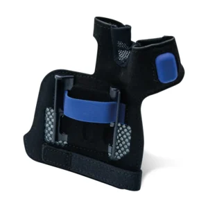 Cinghia da mano Newland con pulsante di scansione integrato per scanner WD2, mano sinistra, taglia S/M, confezione da 4 (ITS-LH-SM-04) - vista tre quarti, lato esterno (aggancio del WD2)