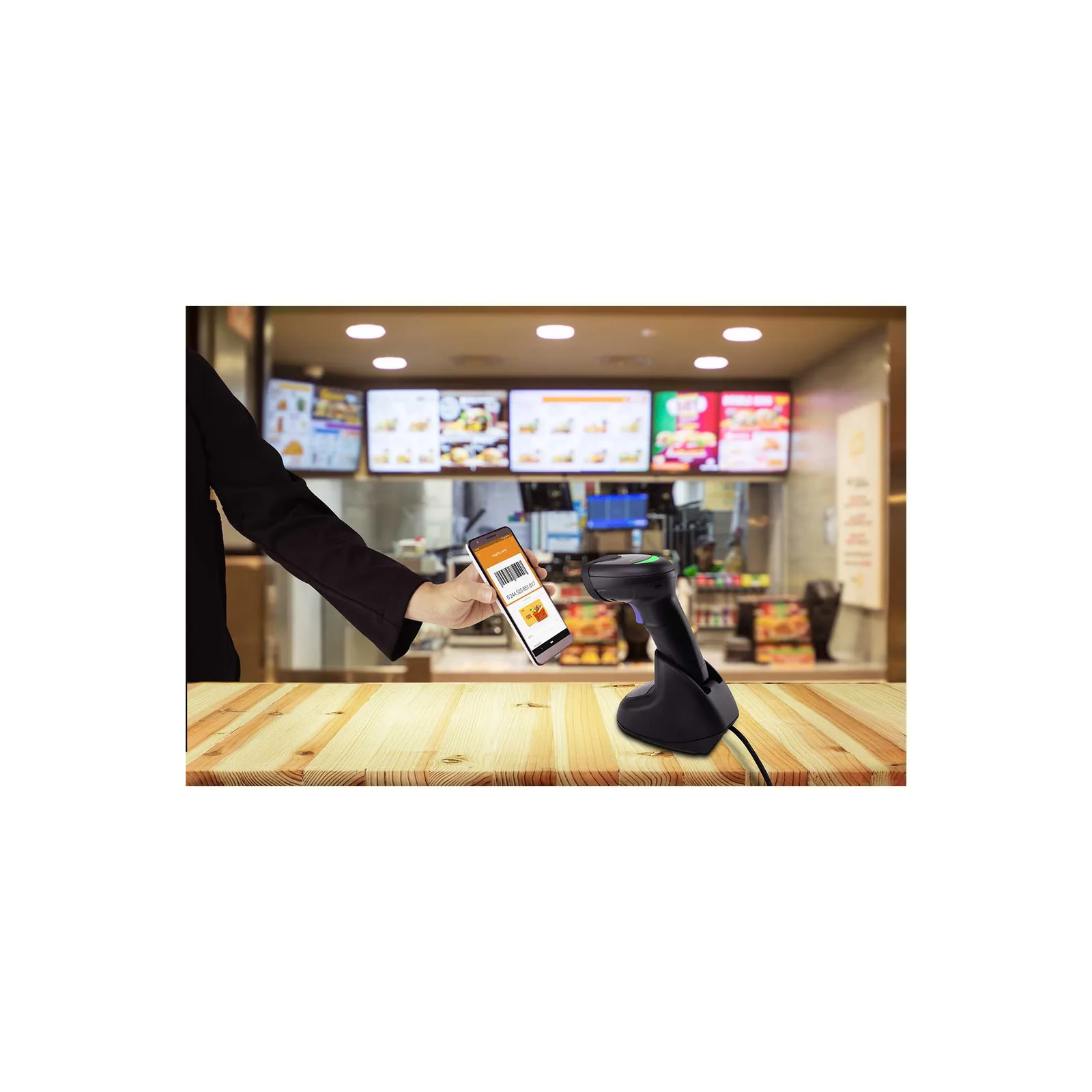 Datalogic QuickScan QD2500 - vista in uso in un fast food