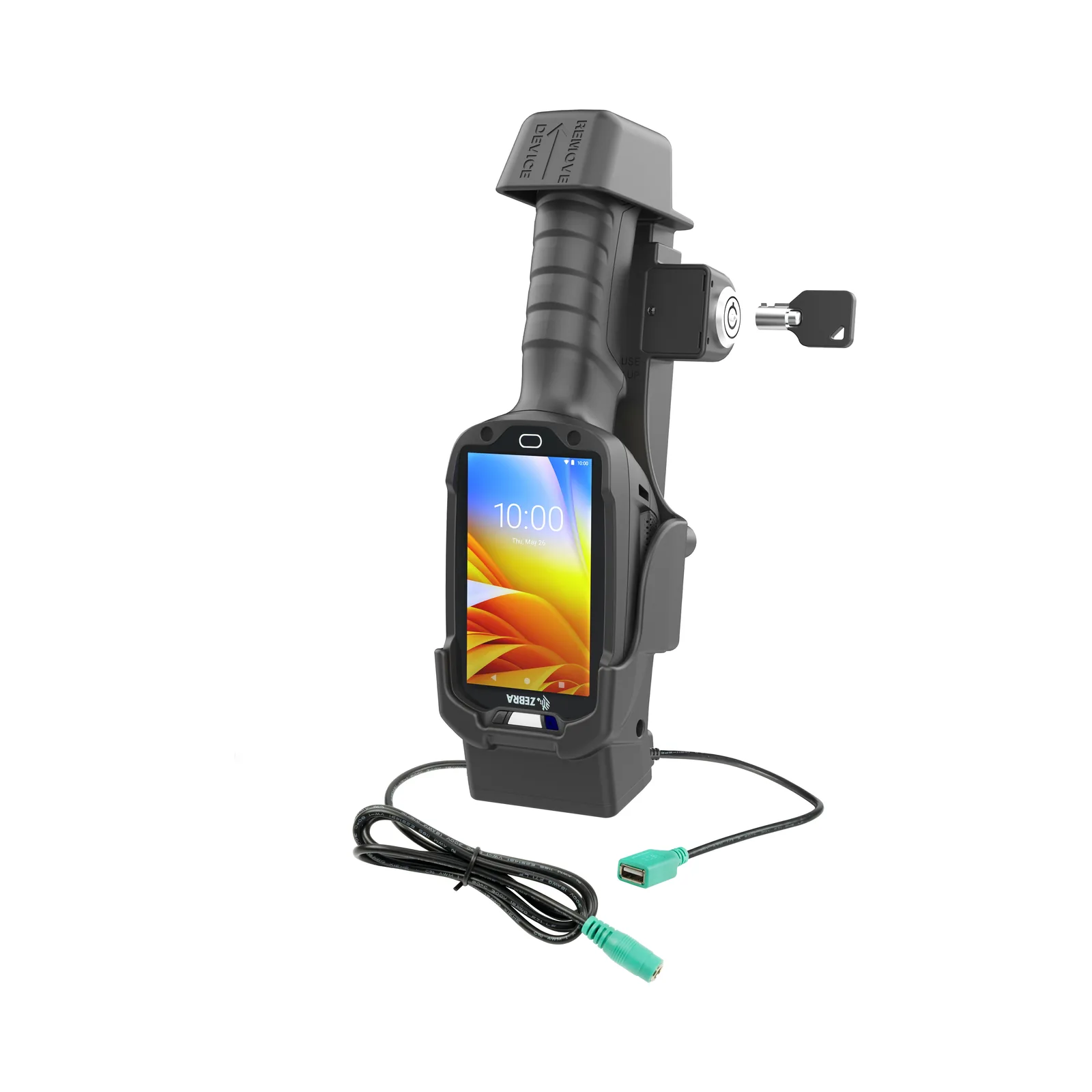 Dock di Ricarica RAM Mounts con uscita USB-A, con serratura a chiave per Zebra TC8300 (RAM-HOL-ZE26PDLU)