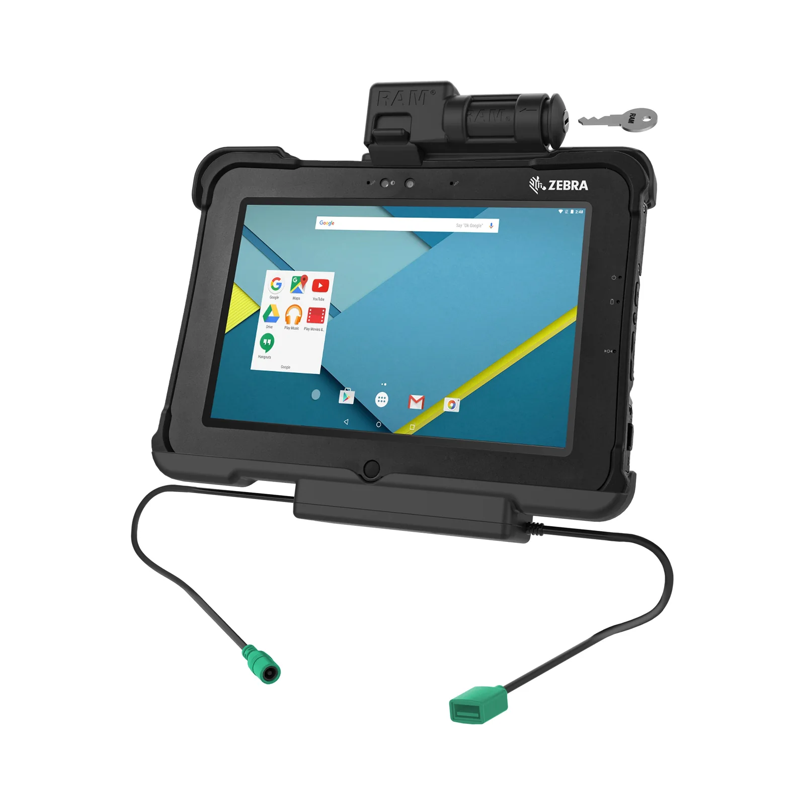 Dock GDS RAM Mounts con ricarica e dati, con serratura a chiave per Zebra XSLATE L10 (RAM-HOL-ZE15PDKLU)