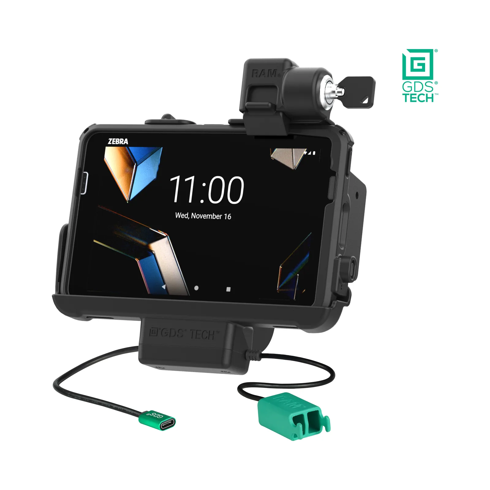 Dock GDS RAM Mounts con ricarica e due porte USB, con serratura a chiave per Zebra ET401 & ET4x 8" with IntelliSkin® (RAM-GDS-DOCKL-ZE20PD2U)