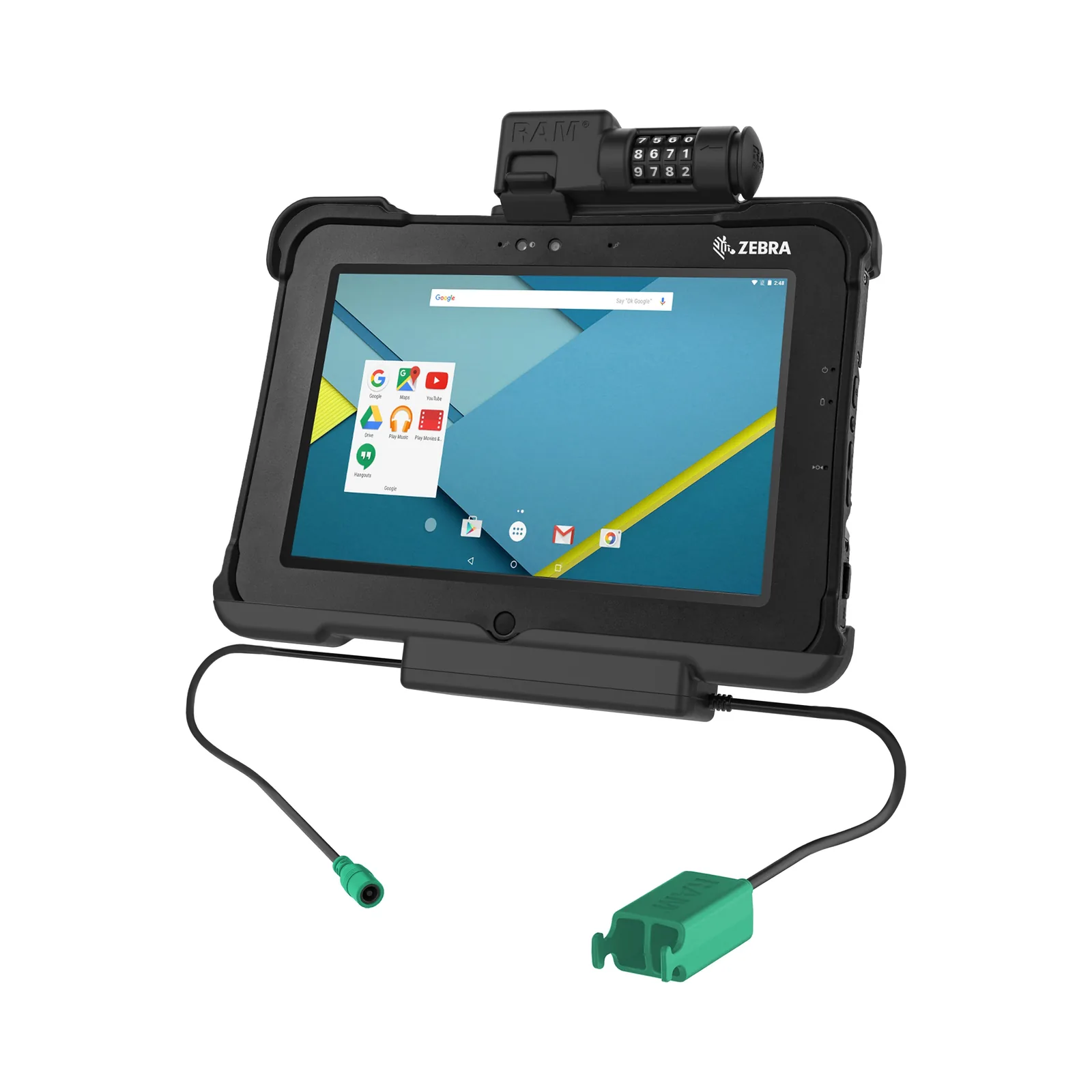 Dock GDS RAM Mounts con ricarica e due porte USB, con serratura a chiave per Zebra XSLATE L10 (RAM-HOL-ZE15PD2CLU)
