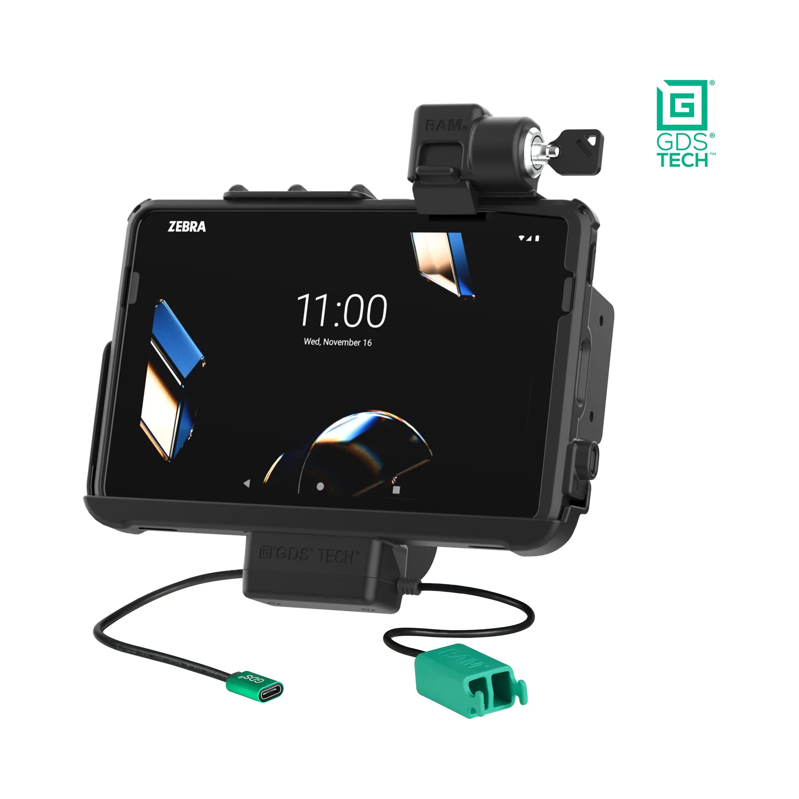 Dock GDS RAM Mounts con ricarica e due porte USB, con serratura a chiave per Zebra ET401 10" with IntelliSkin® (RAM-GDS-DOCKL-ZE21PD2U)