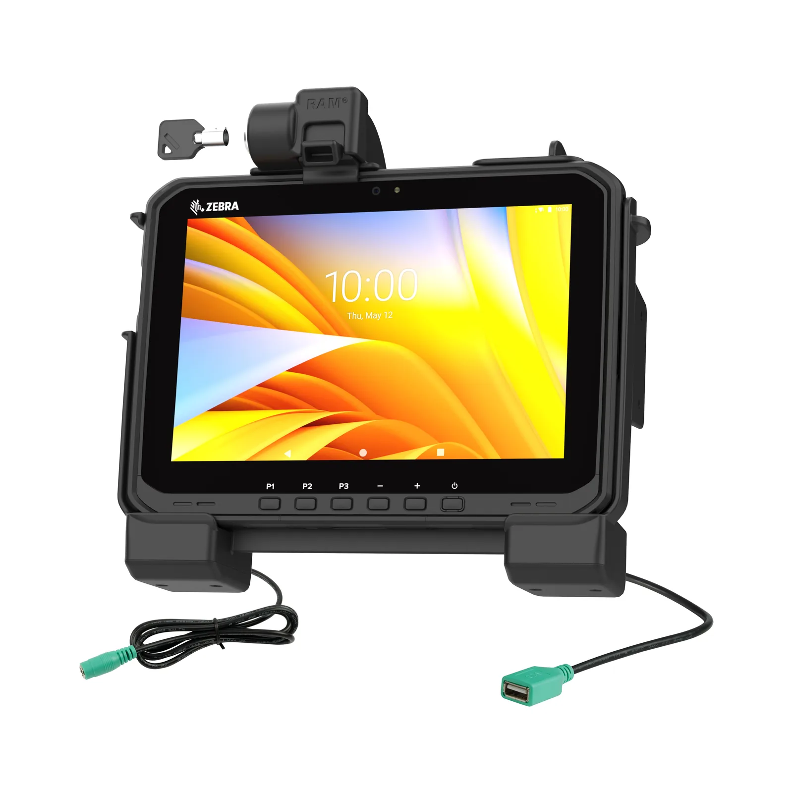 Dock RAM Mounts con ricarica e dati, con serratura a chiave per Zebra ET6x (RAM-HOL-ZE25PDLU)