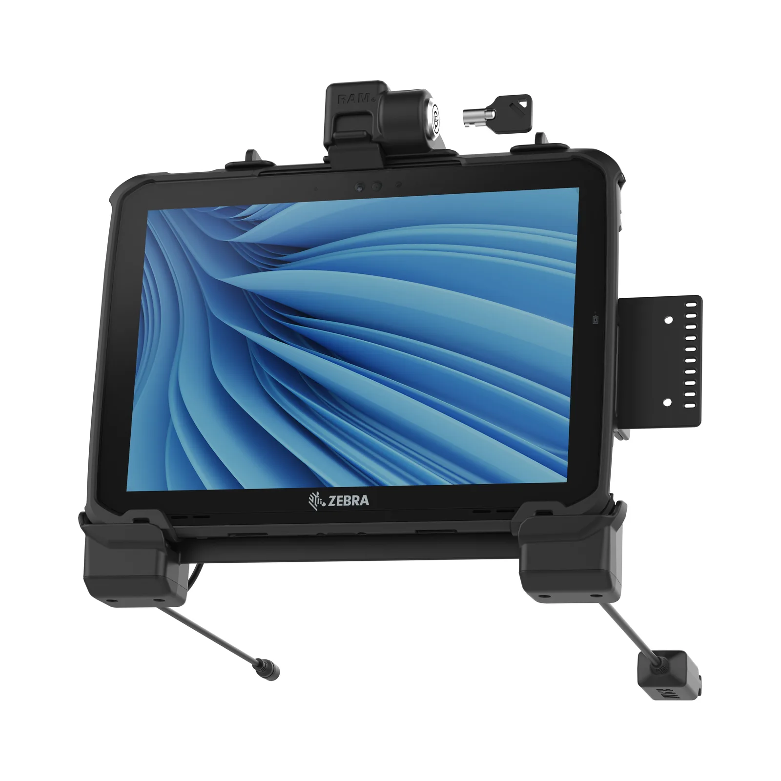 Dock RAM Mounts con ricarica e due porte USB, con serratura a chiave per Zebra ET8x 2-in-1 Tablet (RAM-HOL-ZE22PD2LU)