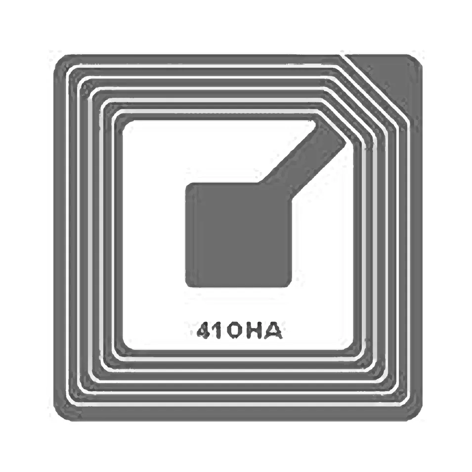 Etichetta Antitaccheggio RF 8.2 MHz Checkpoint 4x4 cm con Falso Barcode - vista retro