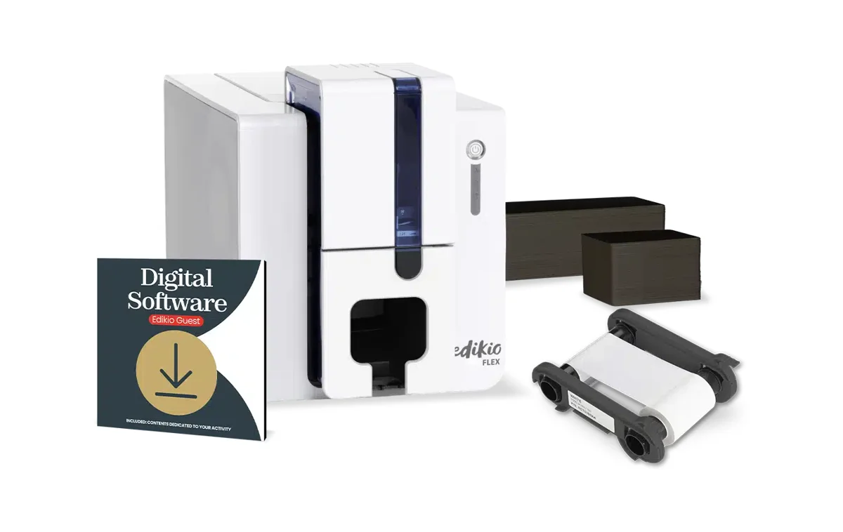 Evolis Edikio Guest Flex: stampante, software, card nere e nastro - foto ufficiale Evolis