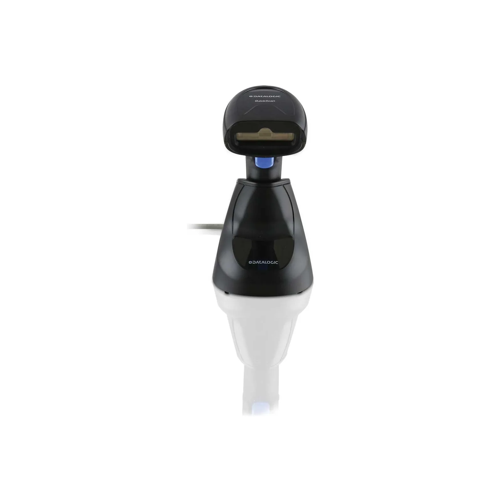 Lettore Datalogic QuickScan QD2200 - vista fronte, nel supporto da banco