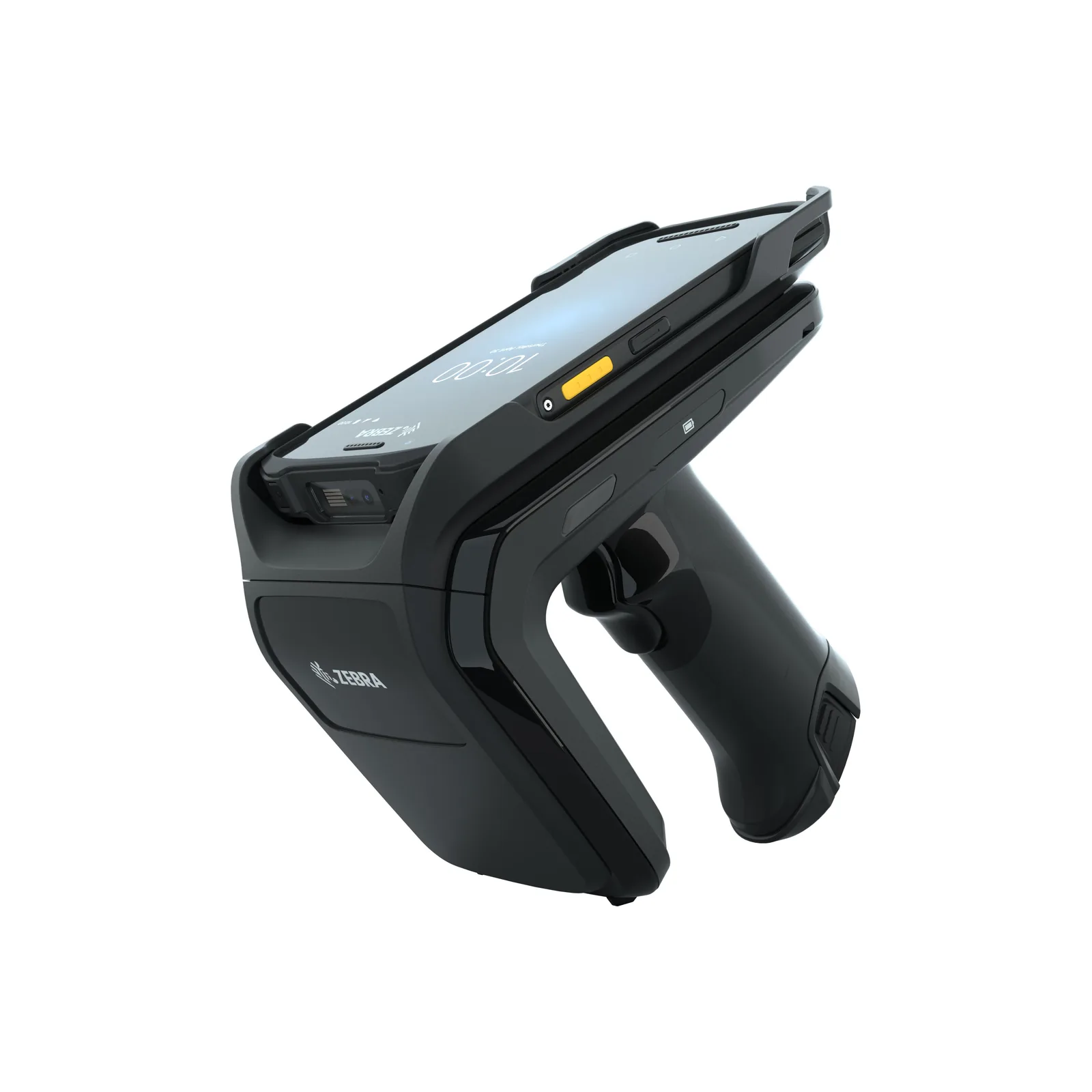 Lettore RFID Palmare Zebra RFD40 - vista fronte-sinistra, variante Standard, montato su terminale TC2x (in uso)