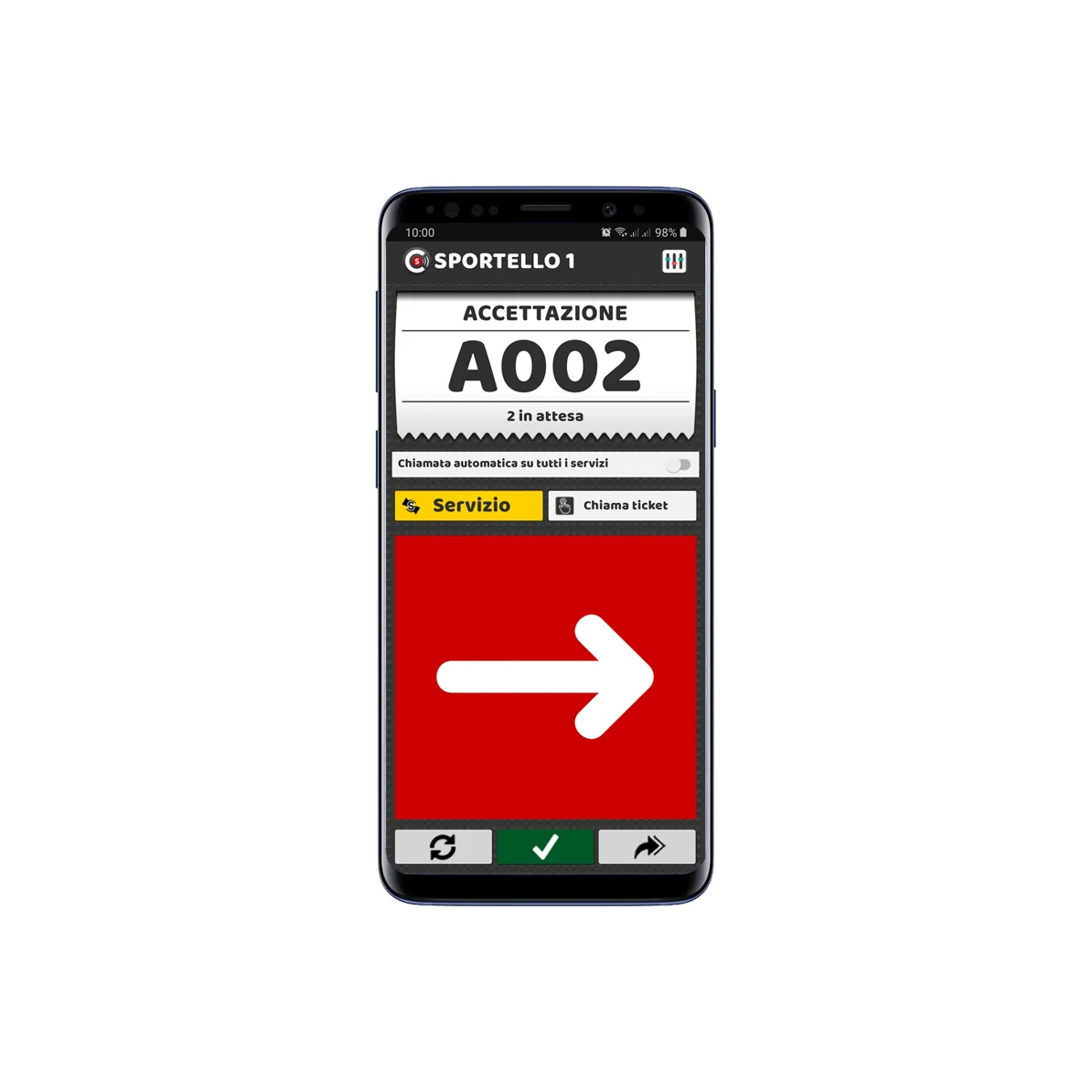Licenza Software Eliminacode per gestione chiamate da smartphone - vista illustrazione app MicroTouch, NON una foto prodotto