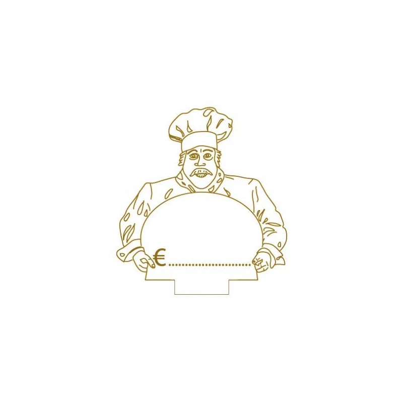 Segnaprezzo cancellabile pasticceria a forma di pasticcere, 8 × 9 cm CPLAP30101