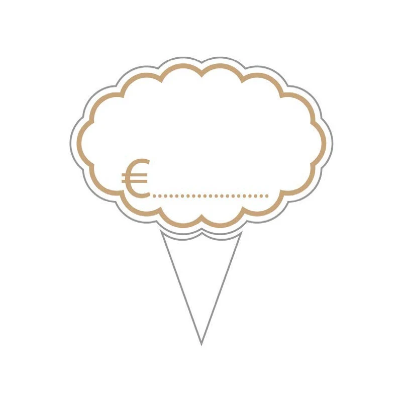 Segnaprezzo cancellabile pasticceria a nuvola con stecco, 9 × 6 cm CPLAP70101