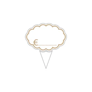 Segnaprezzo cancellabile pasticceria a nuvola piccolo con stecco, 5,5 × 7 cm CPLAP60101