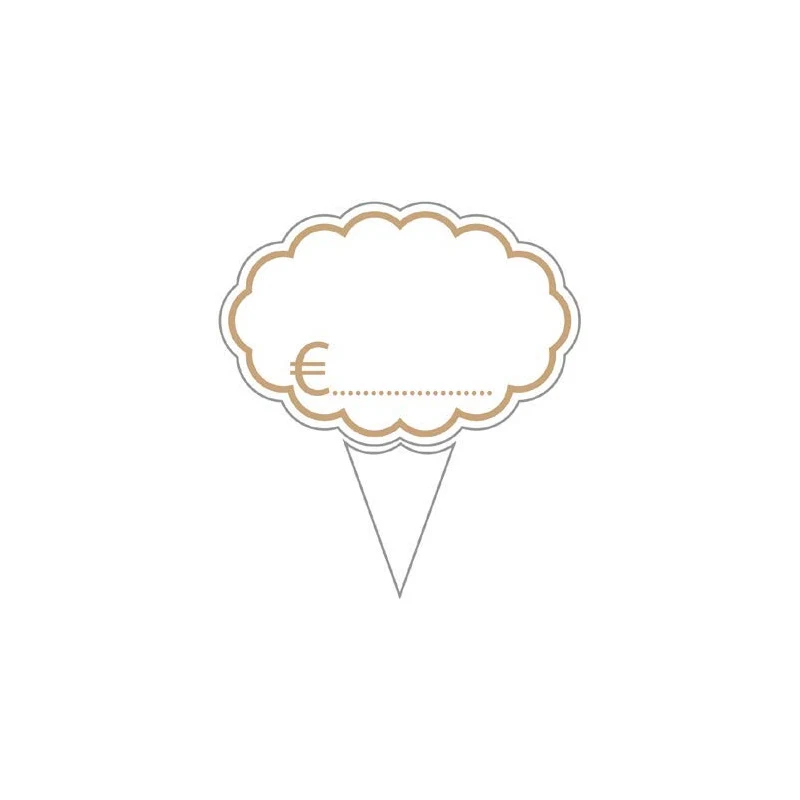 Segnaprezzo cancellabile pasticceria a nuvola piccolo con stecco, 5,5 × 7 cm CPLAP60101