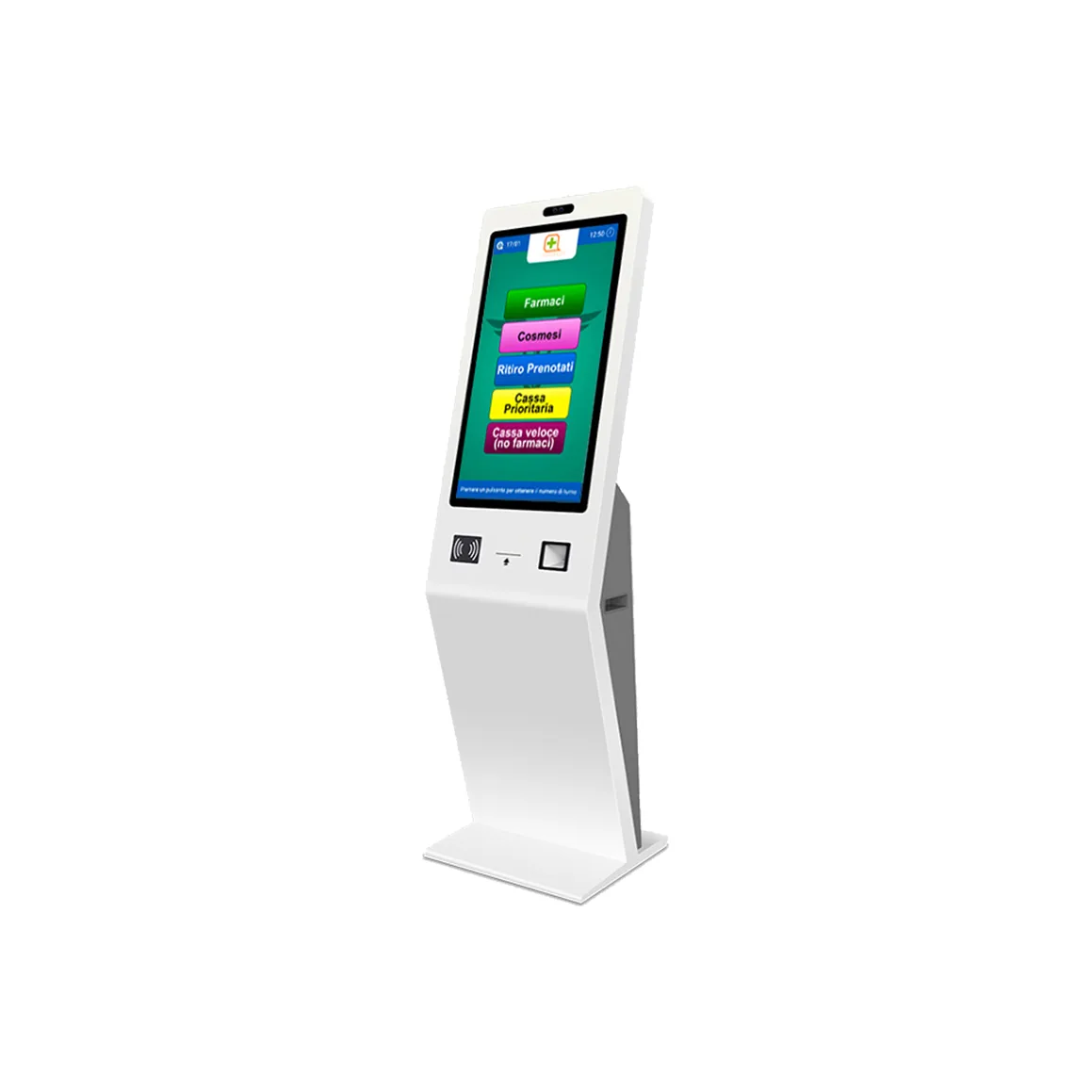 Sistema Eliminacode Multimediale MicroTouch PRO - vista tre quarti - totem intero