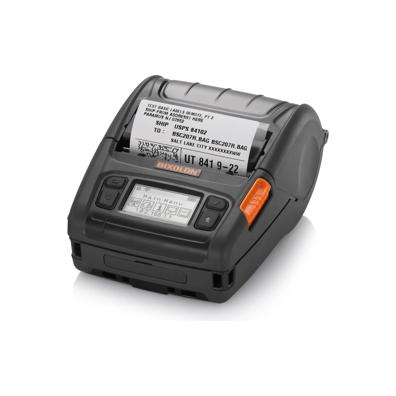 Stampante BIXOLON SPP-L3000 - vista tre quarti con etichetta stampata