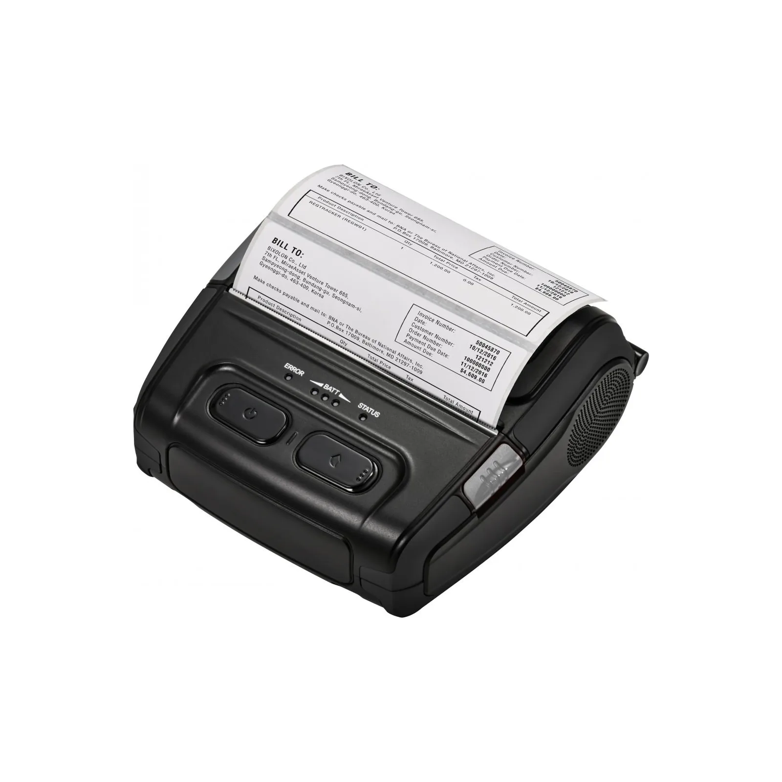 Stampante BIXOLON SPP-L410 - vista tre quarti con etichetta stampata
